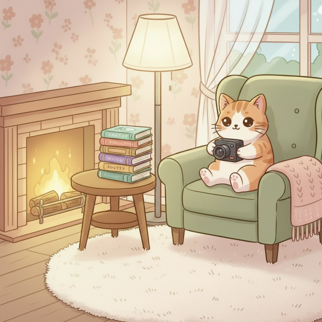 Cozy Cat with Camera